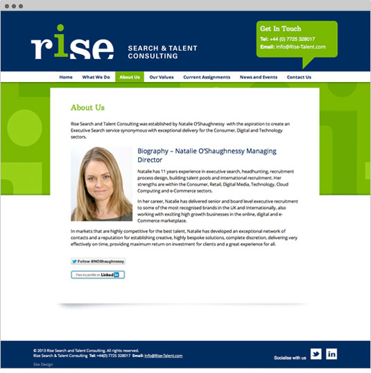 Rise Search and Talent consulting responsive Wordpress website